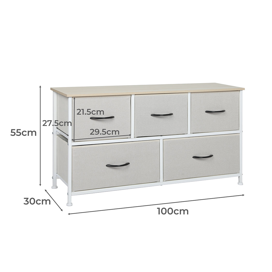 Levede Storage Cabinet Tower Chest of Drawers Dresser Tallboy 6 Drawer Beige