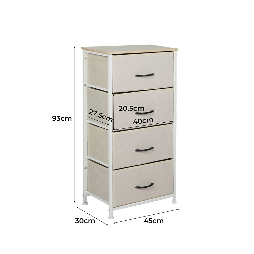 Levede Storage Cabinet Tower Chest of Drawers Dresser Tallboy 8 Drawer Beige