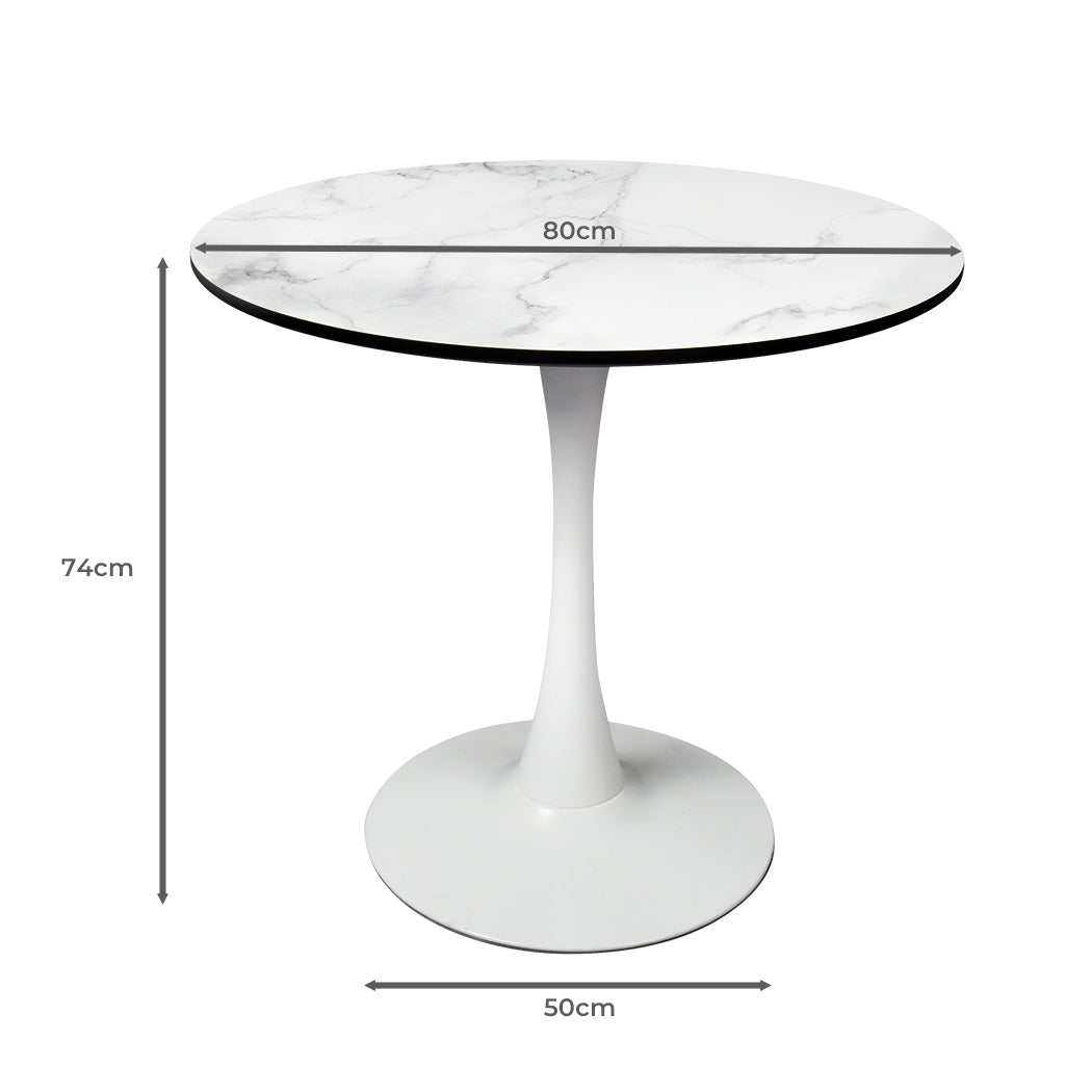 Levede Dining Table Kitchen Swivel Marble Tulip Outdoor Round Metal White