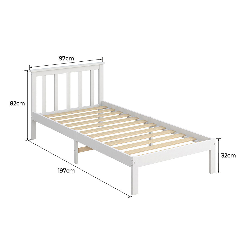 Levede Wooden Bed Frame Single Size Mattress Base Timber White