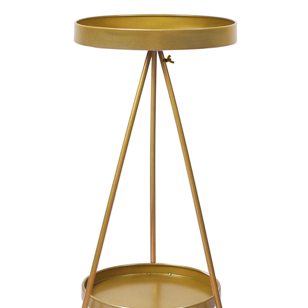 Levede Plant Stand 2 Tiers Outdoor Indoor Gold Medium-1954802668740415491