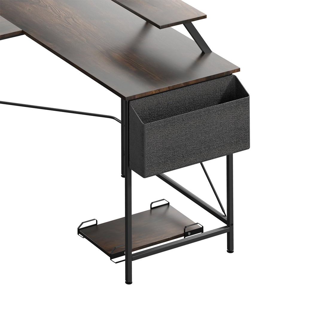 Levede Computer Desk Corner Desk Brown-1954802381535449091