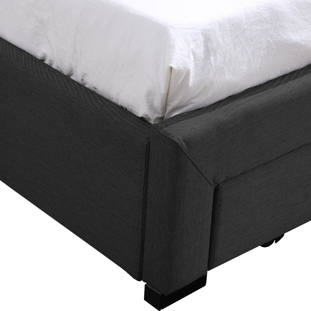 Levede King Bed Frame Fabric 4 Storage Dark Grey-1910113204416155651