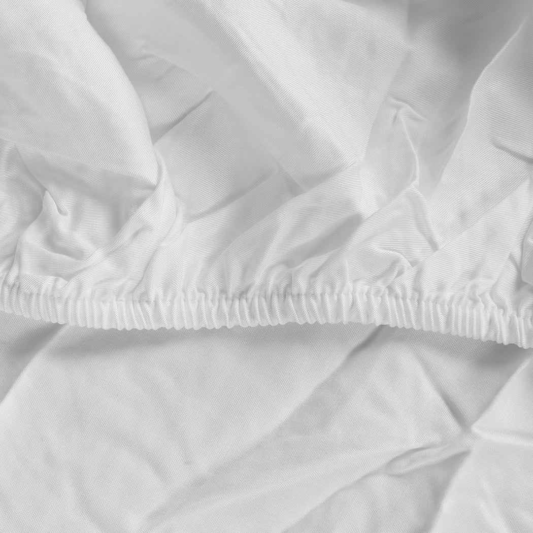 Dreamz 4pcs Queen Size 100% Bamboo Bed Sheet Set in White Colour-1954802920960692227