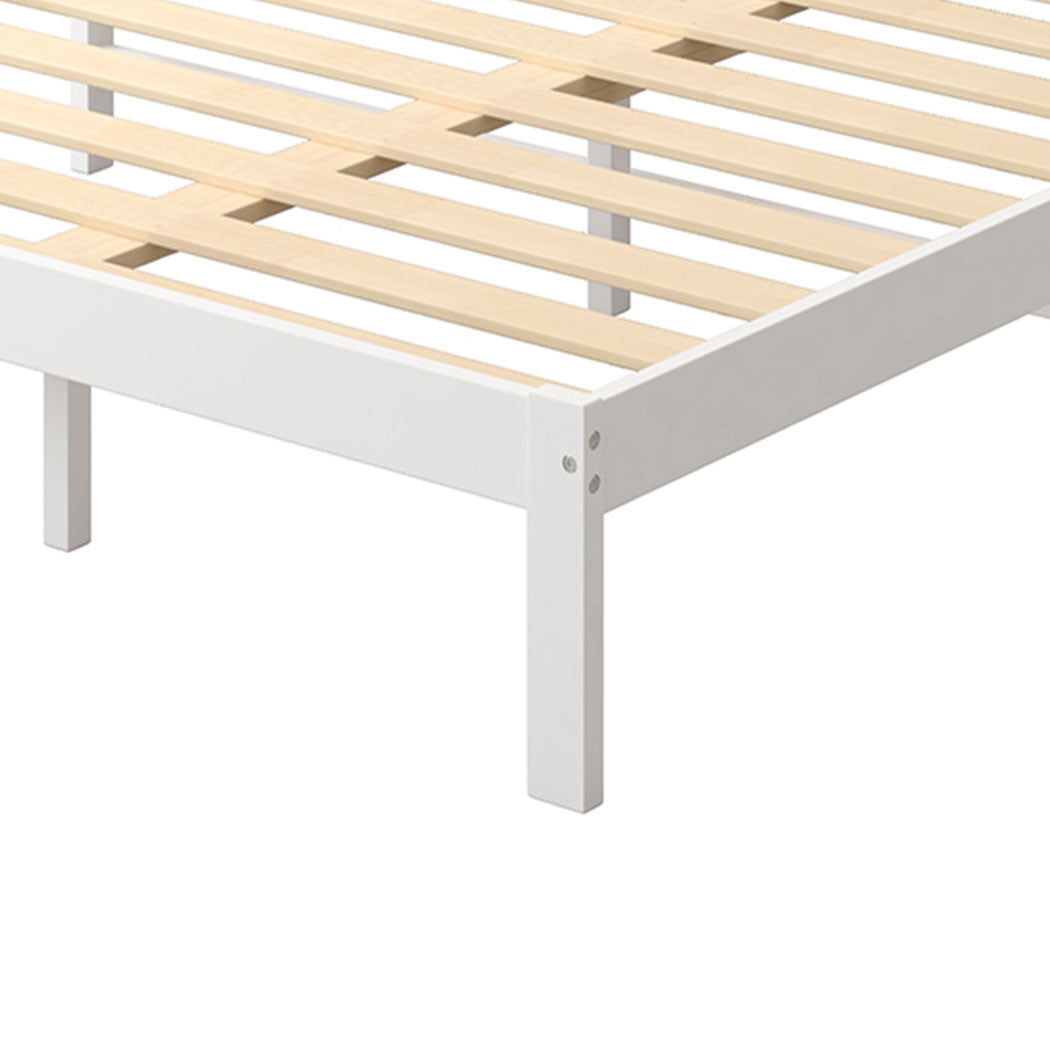 Levede Wooden Bed Frame Single Size White-1954802925587009539