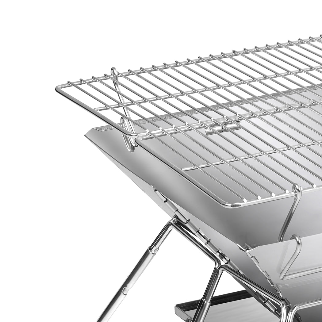 Levede Portable Folding BBQ Charcoal Grill Silver-1954802457573986307