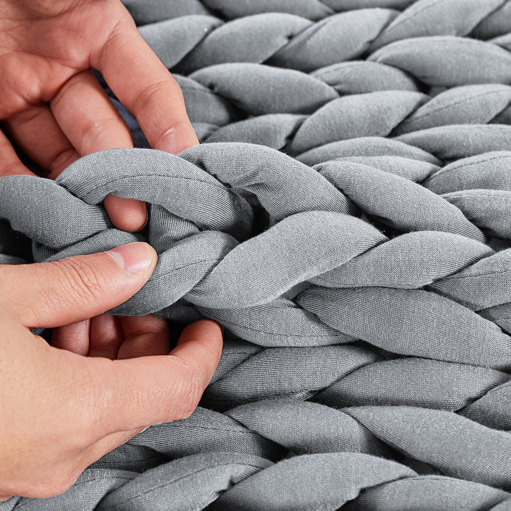 Dreamz Knitted Weighted Blanket Chunky Grey Kids-1954802943781900291