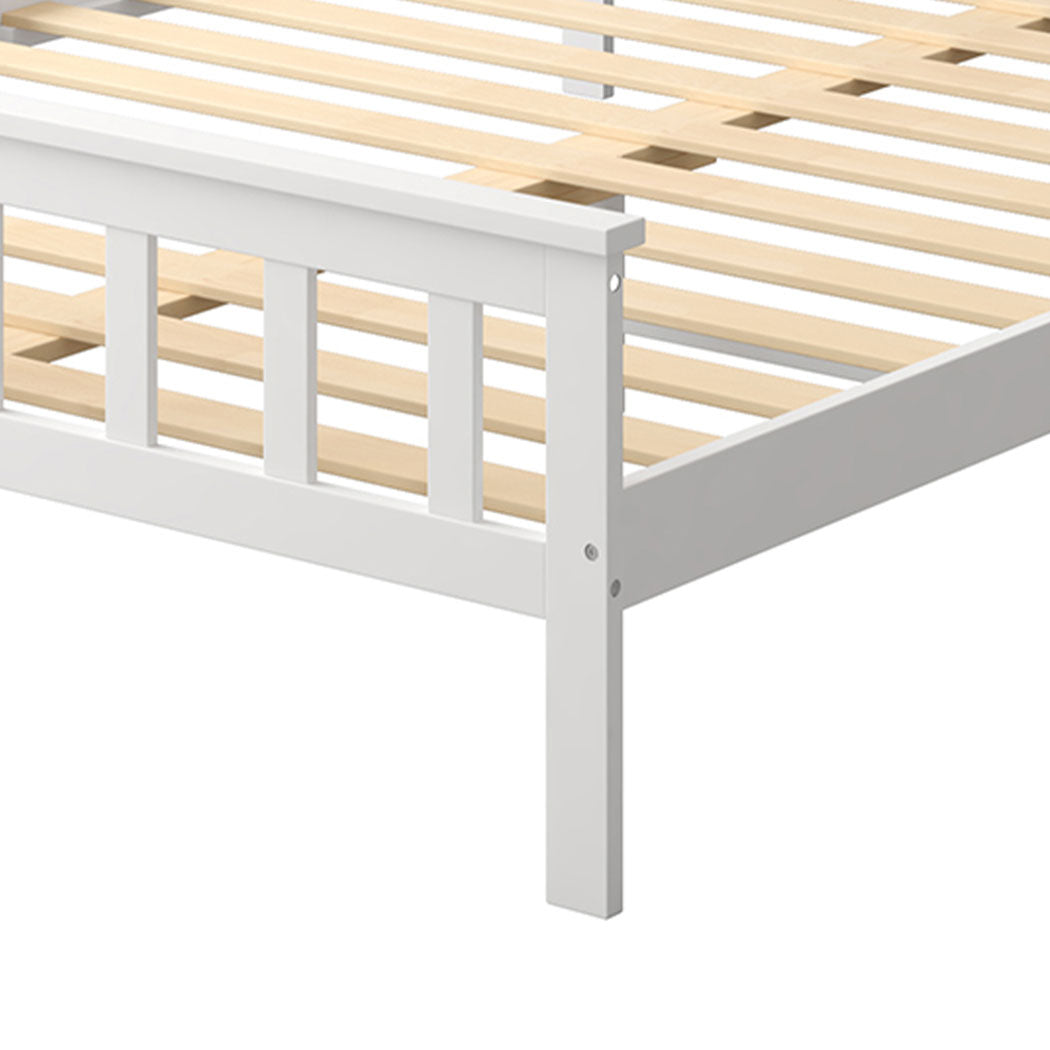 Levede Wooden Bed Frame Queen Size Mattress White-1910113206572027907