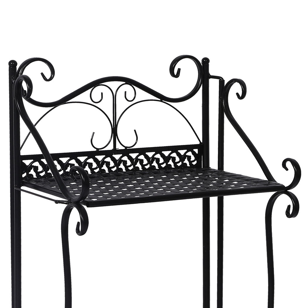 Levede Plant Stand 3 Tiers Outdoor Indoor Black-1954802667826057219