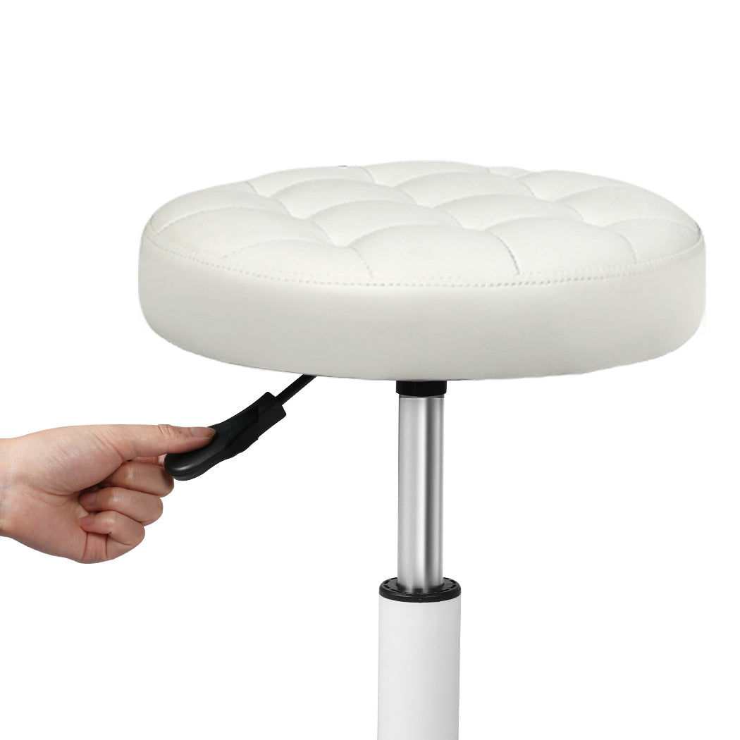 Levede 2x Rolling Bar Stool Swivel Salon SPA Chair Beige-1973194181673357315