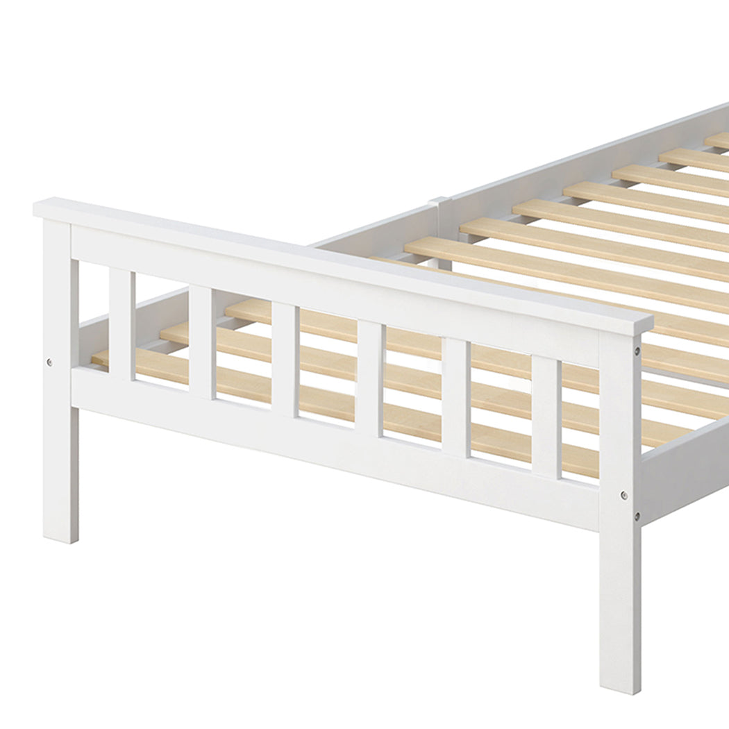 Levede Wooden Bed Frame King Single White-1910113206249066499