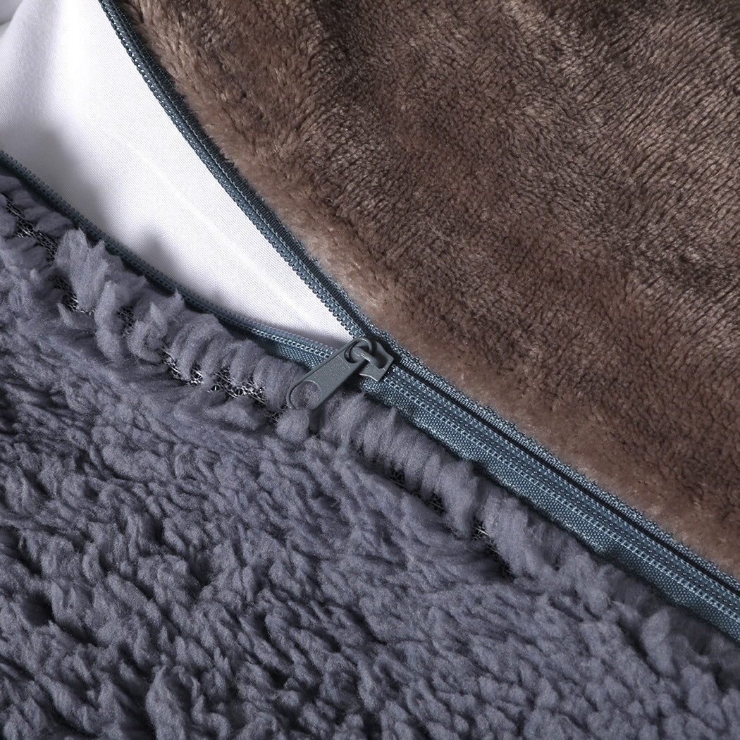 Two-sided Bed Quilt Cover Flannel Bedding Taupe Double-1910113191585779715