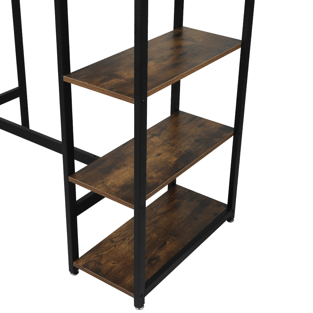 Levede High Bar Table Pub Industrial 3-Tier Storage Shelf Wooden Cafe 110CMX60CM