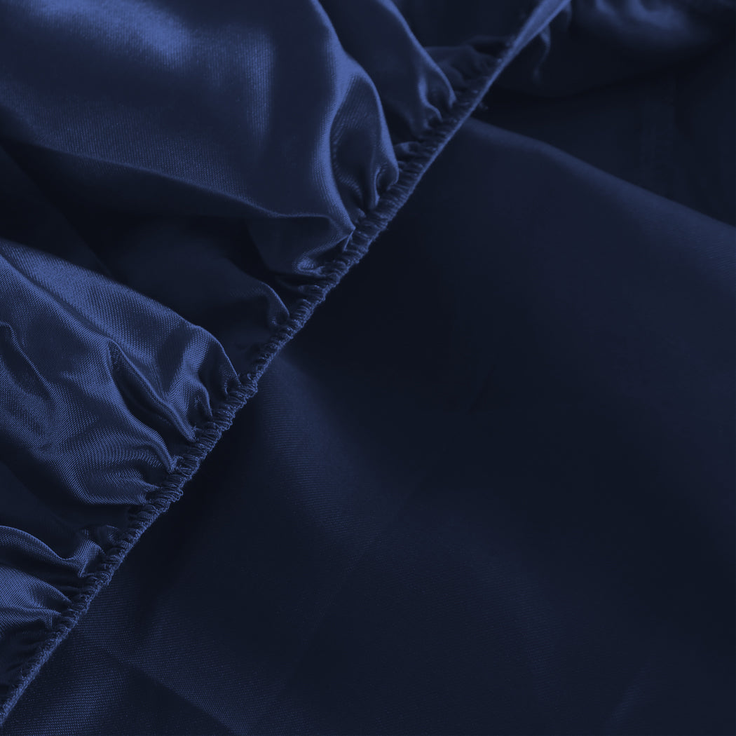 DreamZ Silky Satin Sheets Fitted King Blue-1954802913859735555