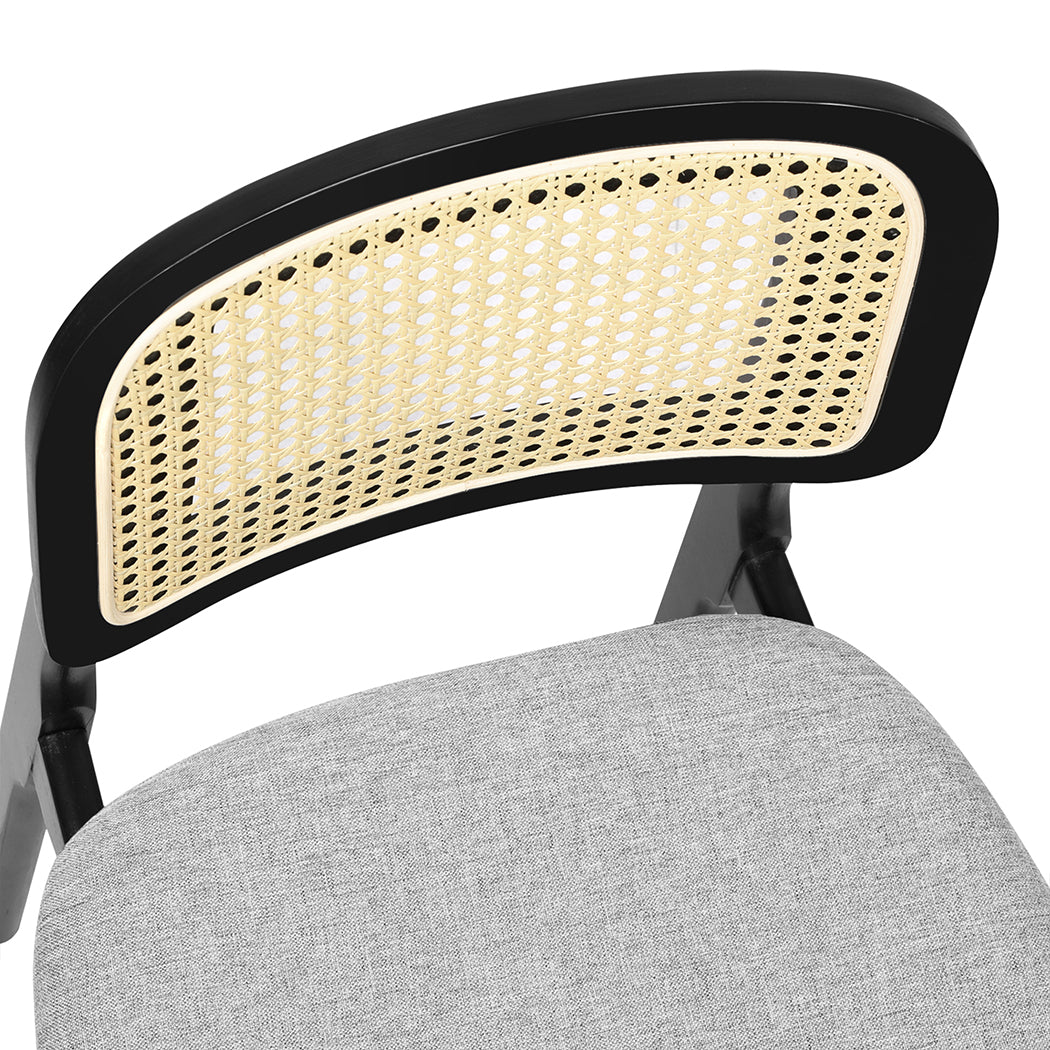 Levede Dining Chair Wood Rattan Armless Black x8-1973193571603451907