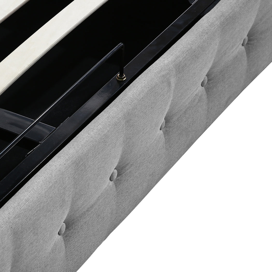 Levede Queen Bed Frame Fabric Tufted Grey-1954802923259170819