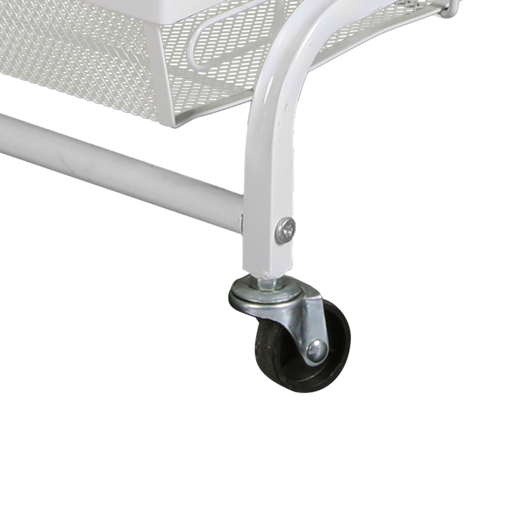 Levede 3 Tier Kitchen Trolley Cart Swivel White Colour-1954802798814171139