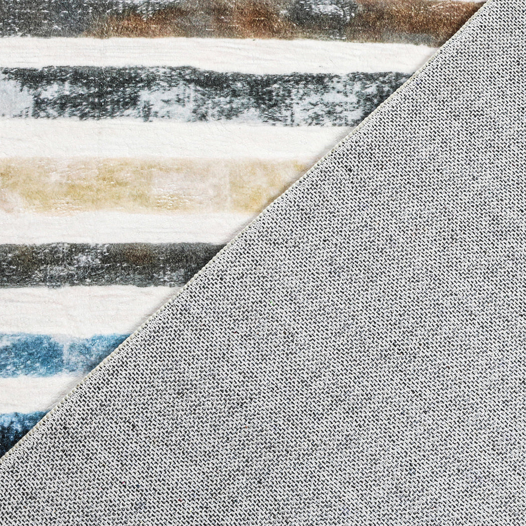 Marlow Floor Rug Short Pile Washable Carpet Soft Plush Non Slip Stripe 160x120-1910112210076700675