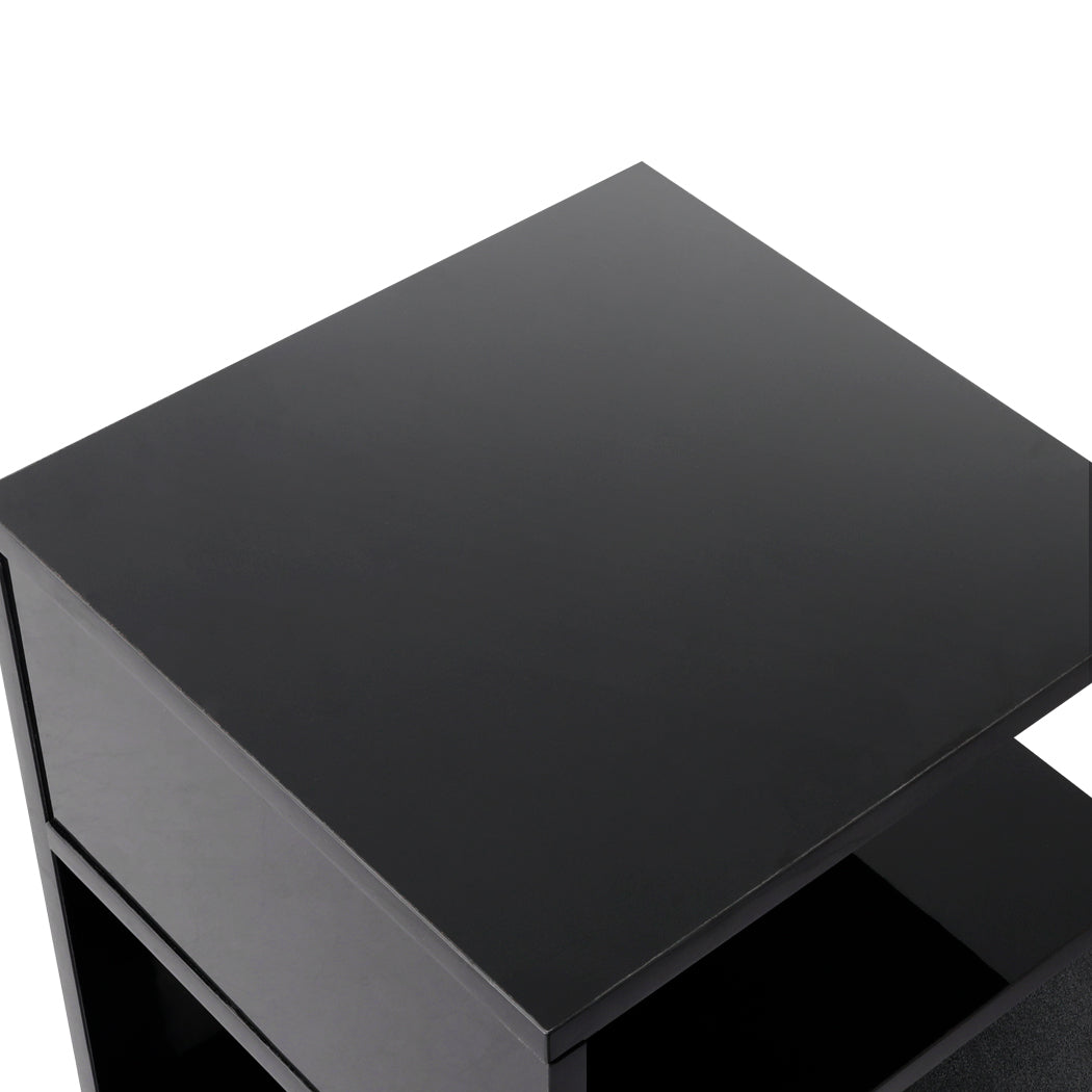 Levede 1xBedside Tables Drawers Side Black-1954802869278478339