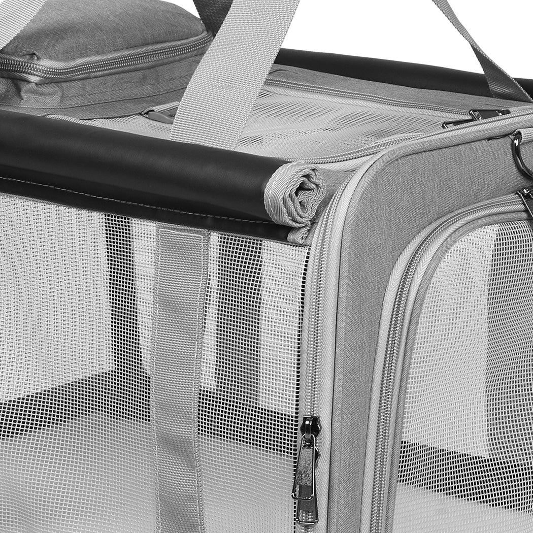 Pawz 3 in 1 Pet Soft Crate Dog Cat Carrier M Size Grey-1954802466038091779