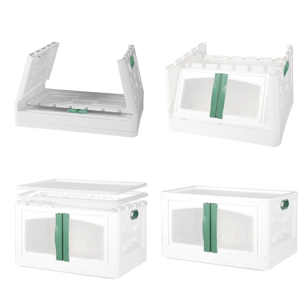 Foldable Storage Box Stackable Container Green-1910112538205491203