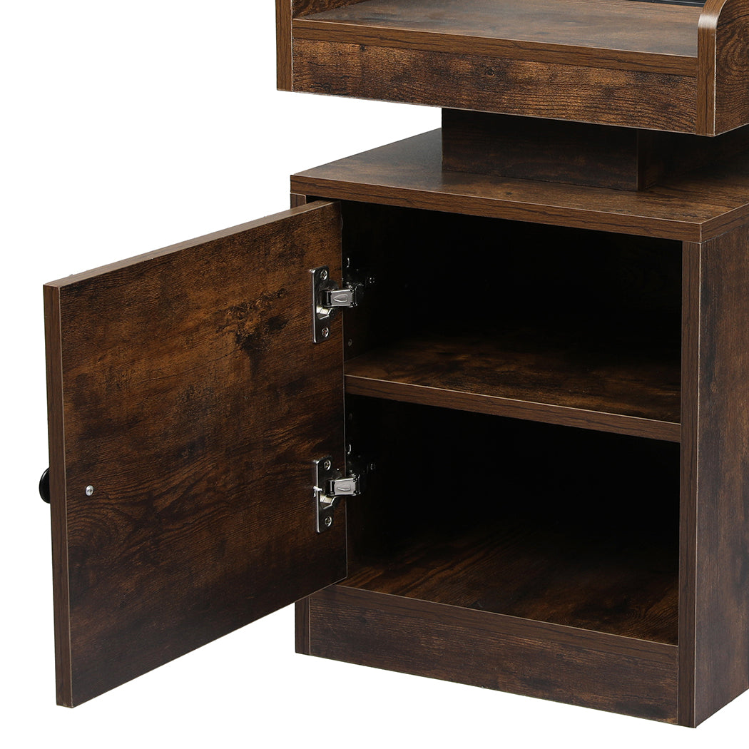 Levede Bedside Table USB Charger Outlet RGB Oak-1963748907892740099