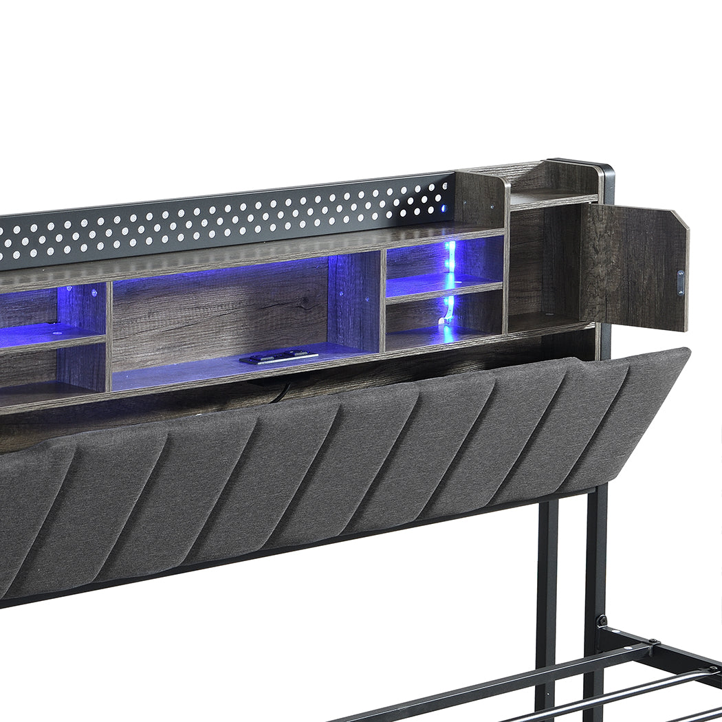 Levede Queen Bed Frame with Storage Headboard RGB LED-1954802450150068227