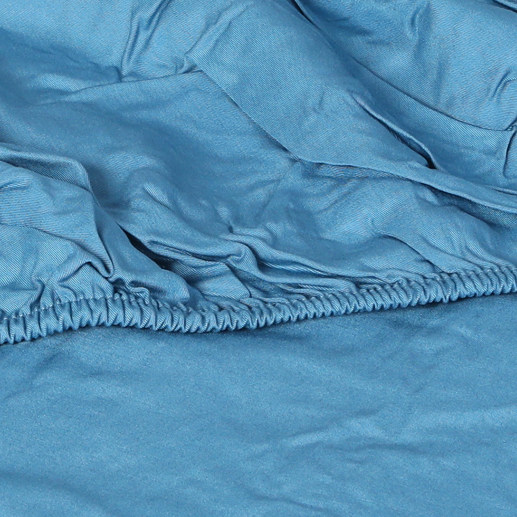 Dreamz 4pcs King Size 100% Bamboo Bed Sheet Set in Blue Colour-1954802919547211779