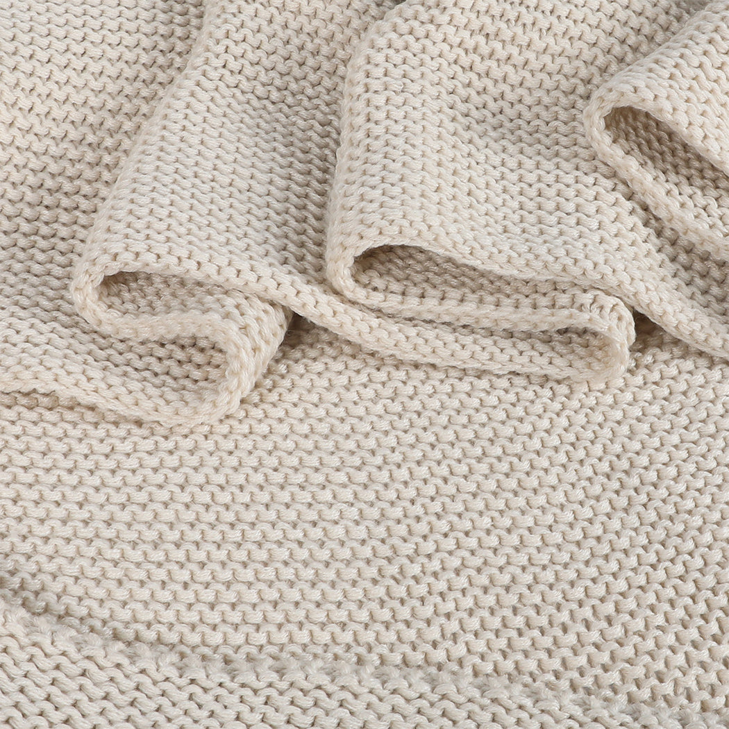 DreamZ Knitting Throw Blanket Cushion Beige-1954802941626028035