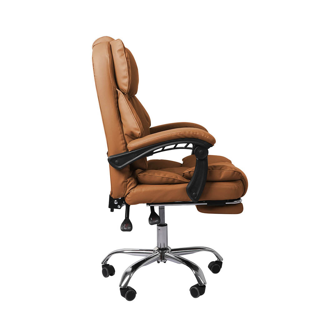 Levede Gaming Chair Office Computer Brown Footrest-1954802890916892675