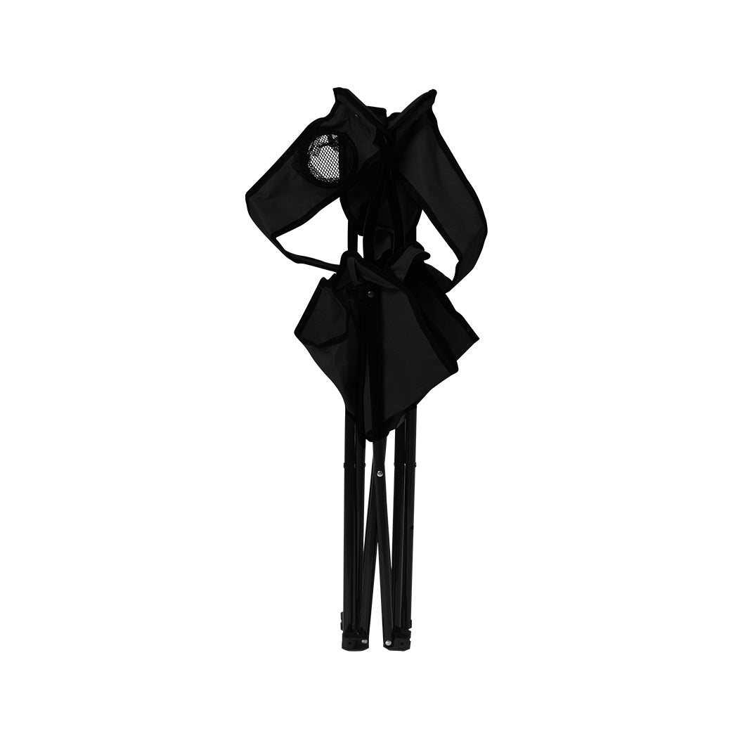 Levede 2Pcs Camping Chairs Folding Arm Black-1954802874940788739