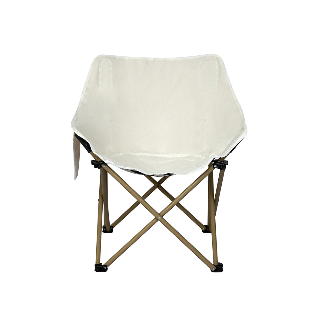 Levede Folding Camping Moon Chair Lightweight Beige-1954802887318179843