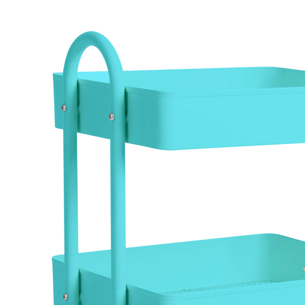 Levede 3 Tiers Kitchen Trolley Cart Turquoise-1917016721709993987