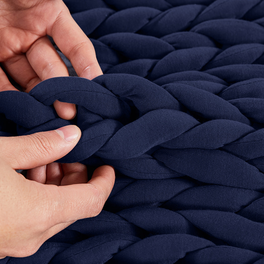 Dreamz Knitted Weighted Blanket Chunky Navy Kids-1910113227287695363