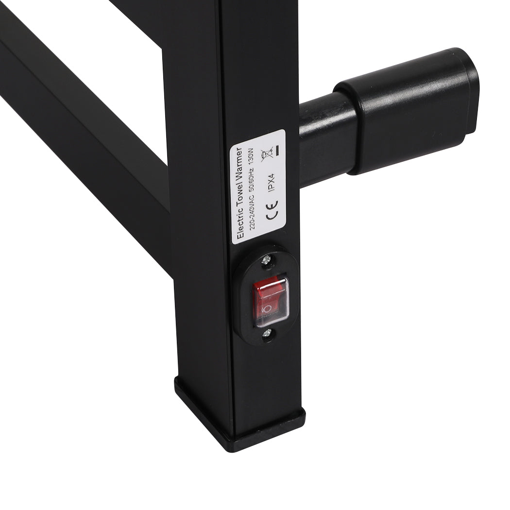 Heated Towel Rail Warmer Rack Wall Mounted Black-1954802747891126275