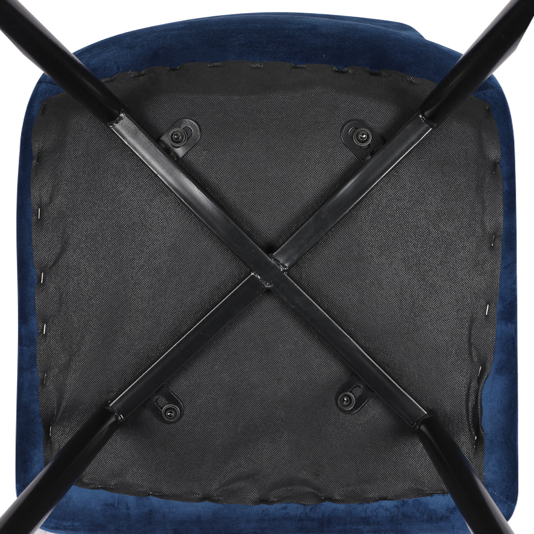 Levede 4x Dining Chairs Kitchen Velvet Blue-1973193557619642371