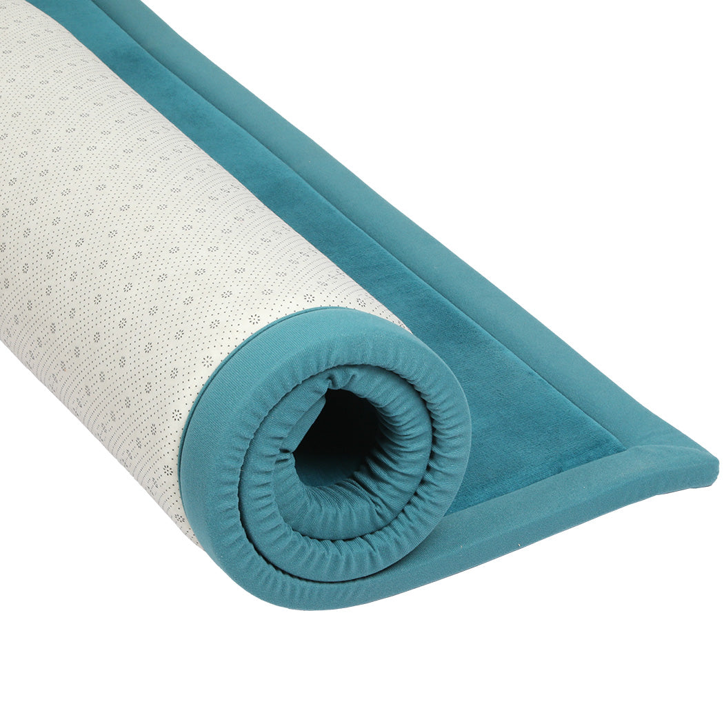 Marlow Coral Velvet Area Rugs Large Mat 180x200cm Blue-1954802462170943492