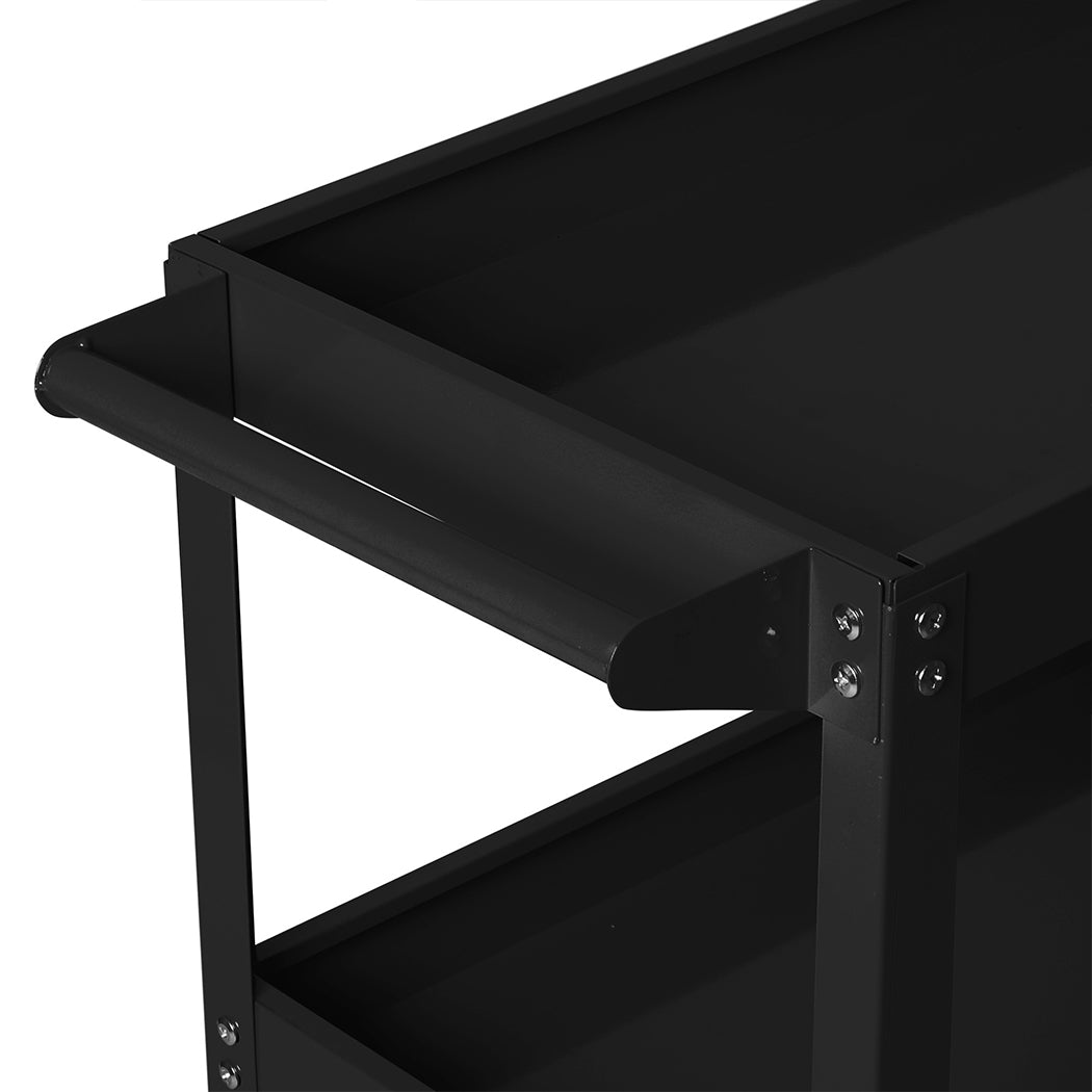 Traderight 3-Tier Tool Cart Trolley Black-1954802742132346884