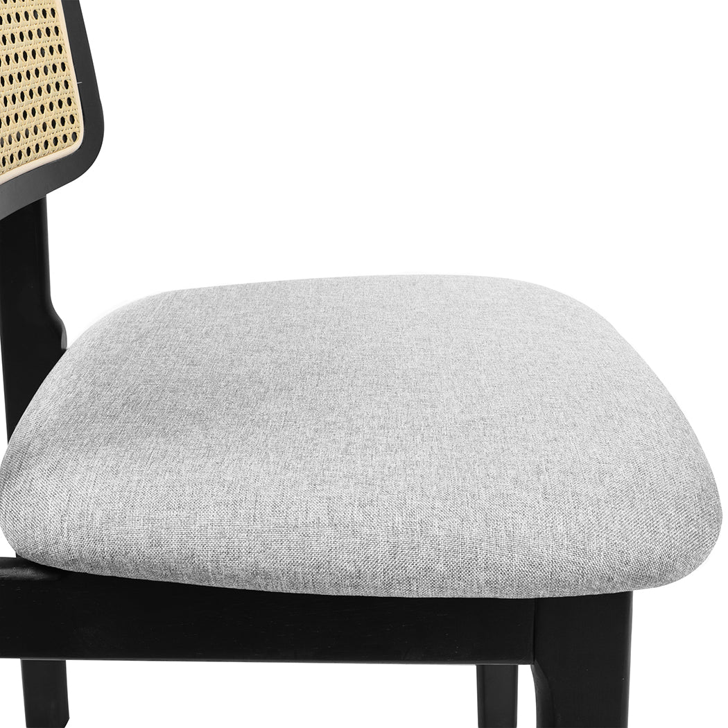 Levede Dining Chair Wood Rattan Armless Black x8-1973193571603451908