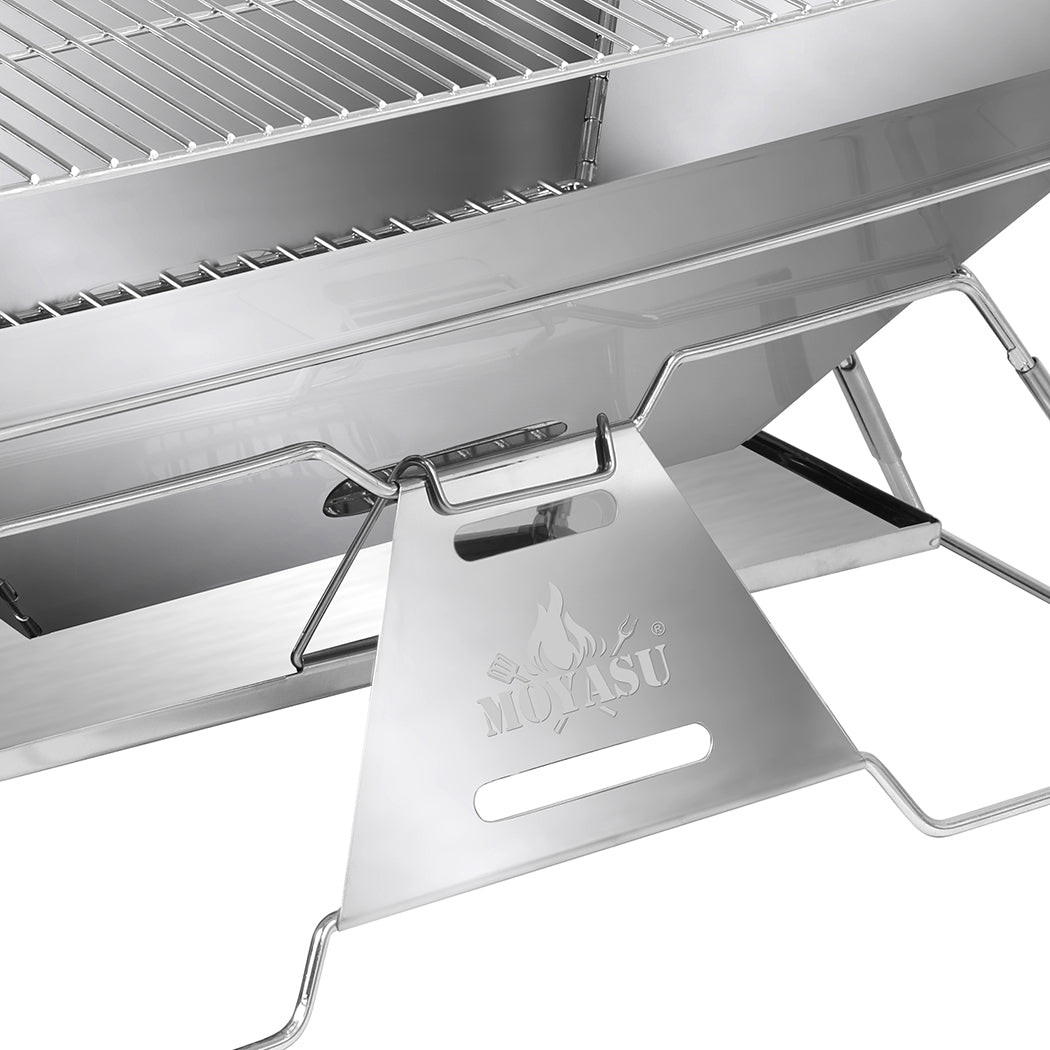 Levede Portable Folding BBQ Charcoal Grill Silver-1954802457573986308