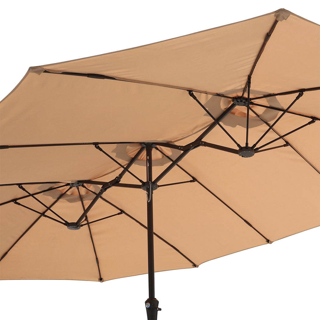 Centra 4.5M Double-sided Patio Umbrella Outdoor Umbrella Base Stand Khaki-1910112247733161988