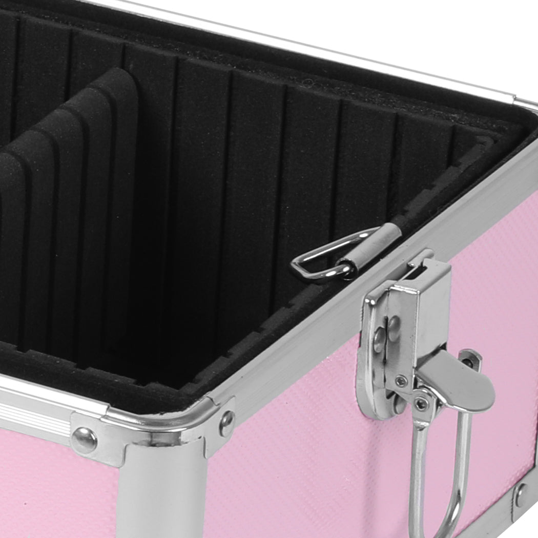 Professional Makeup Trolley Rolling Pink and Silver-1919892938737979396