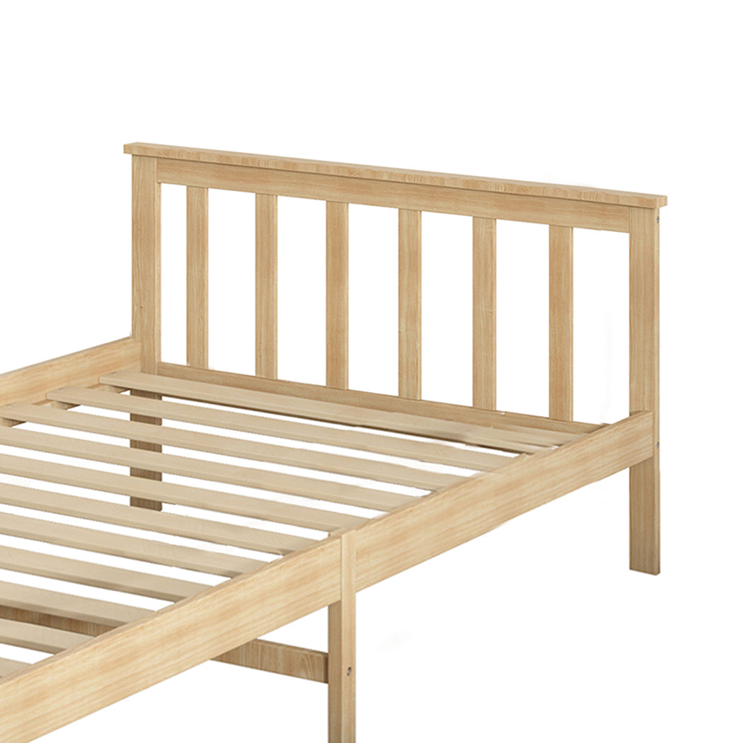 Levede Wooden King Single Bed Frame Nature Natural-1910113206089682948