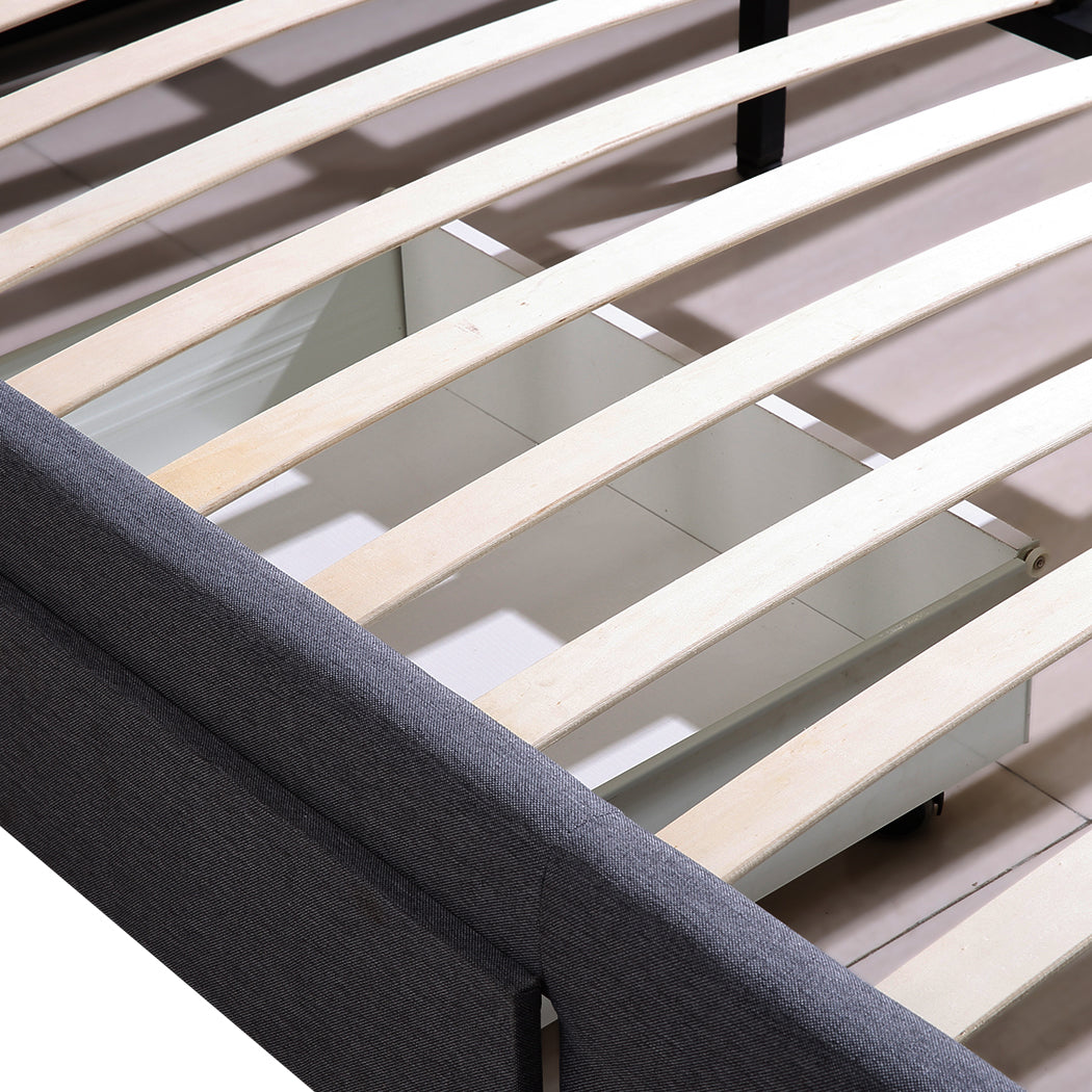 Levede Queen Bed Frame Fabric Tufted Dark Grey-1954802923942842372
