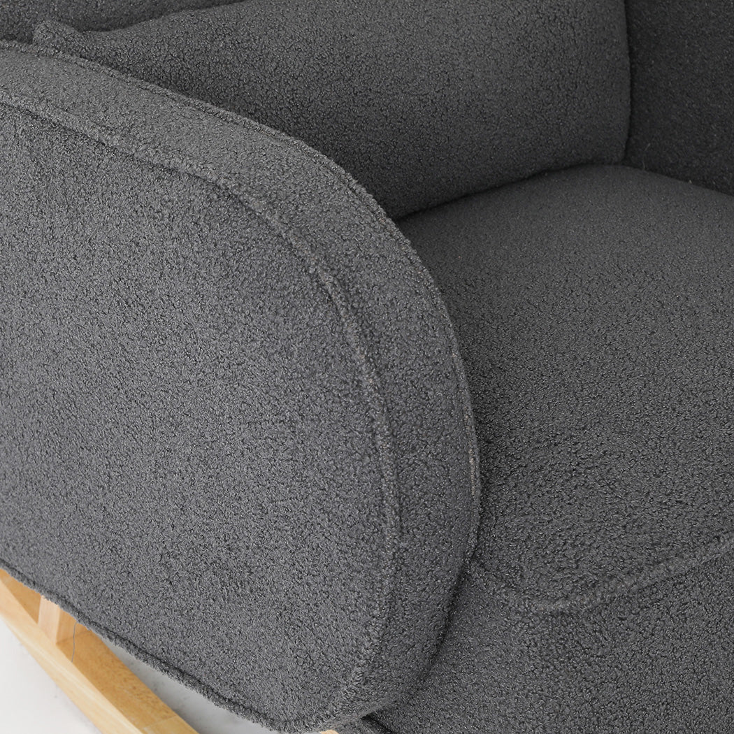 Levede Fleece Rocking Chair with footstool-1954802408546766852