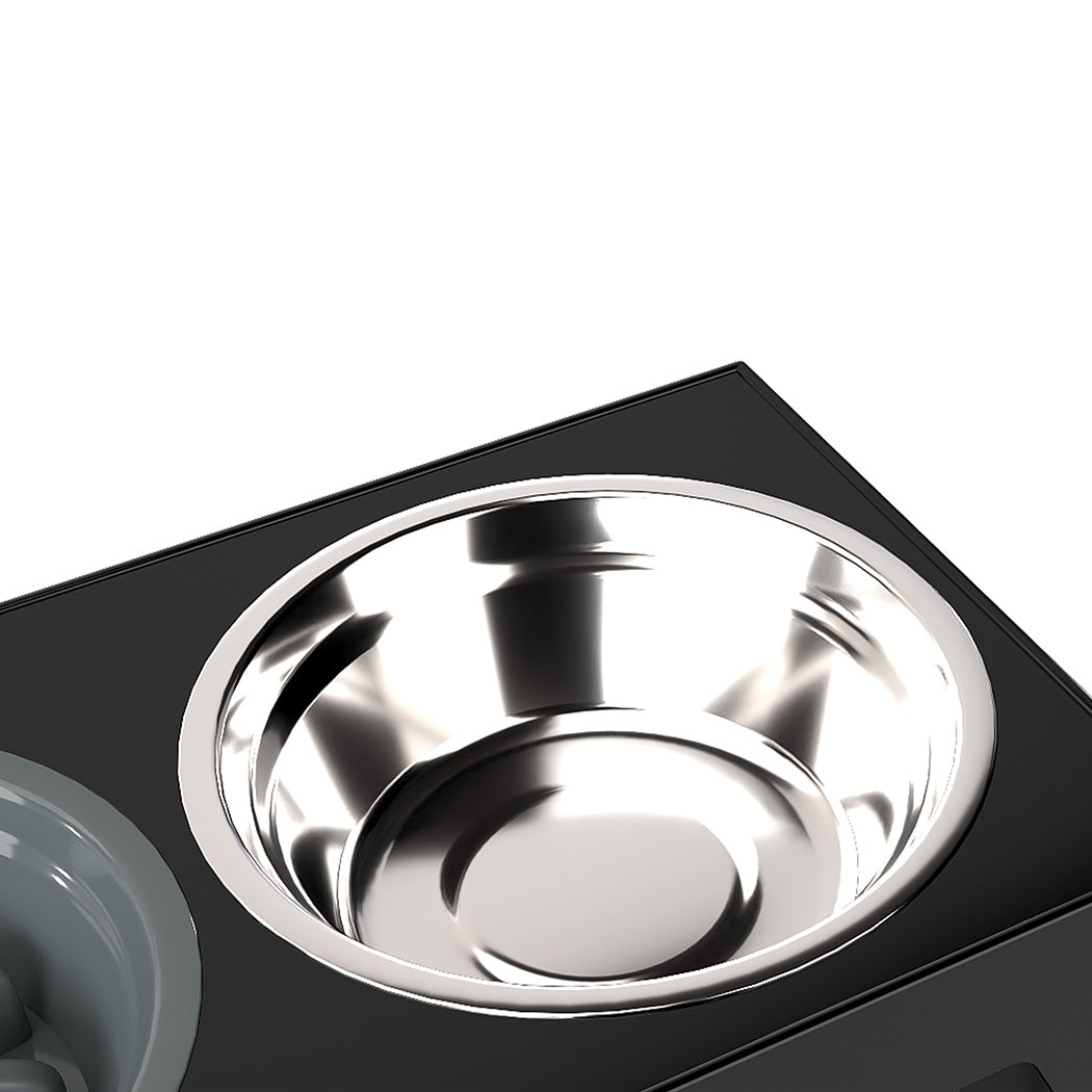 PaWz Elevated Dog Bowls 2 Stainless Steel Bowls and 1 Slow Feeder Bowl-1973193549021319172