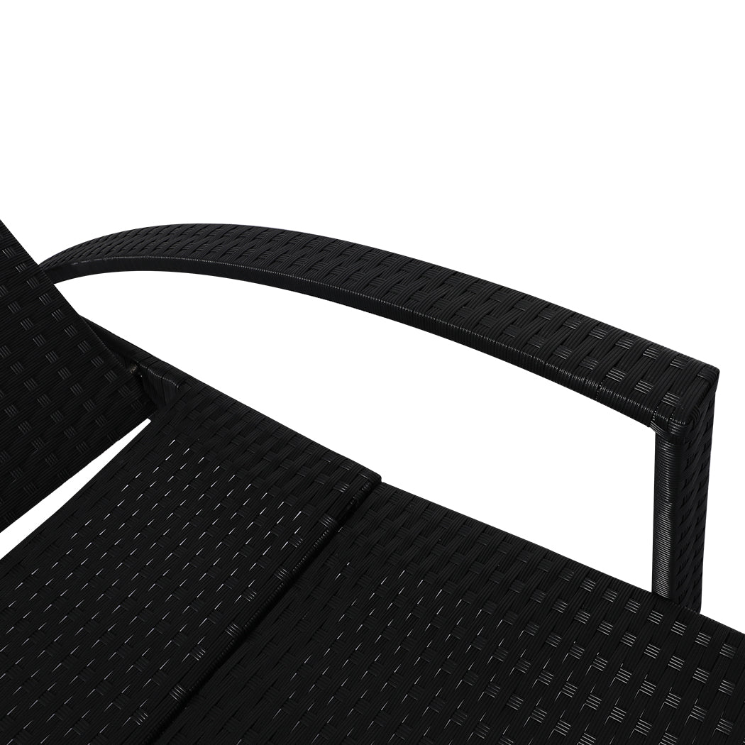 2PCS Levede Sun Lounger Wicker Lounge Grey-1954802878837297156