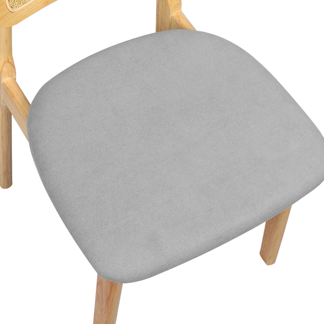 Levede 2x Dining Chair Wood Rattan Armless Natural-1954802459243319300