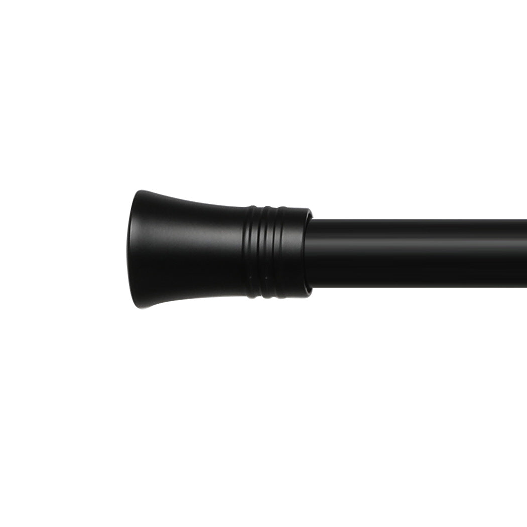 Marlow Black Curtain Rod Steel Quiet Rail Pole Pommel Set Extendable-1954802388346998787