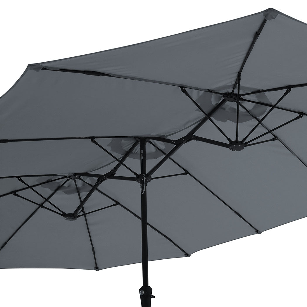 Centra 4.5M Double-sided Patio Umbrella Outdoor Umbrella Base Stand Grey-1954802422140506116